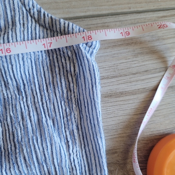 Ralph Lauren Light Blue and White Cotton Pinstripe Sleeveless Prairie Maxi Dress - Picture 6 of 9